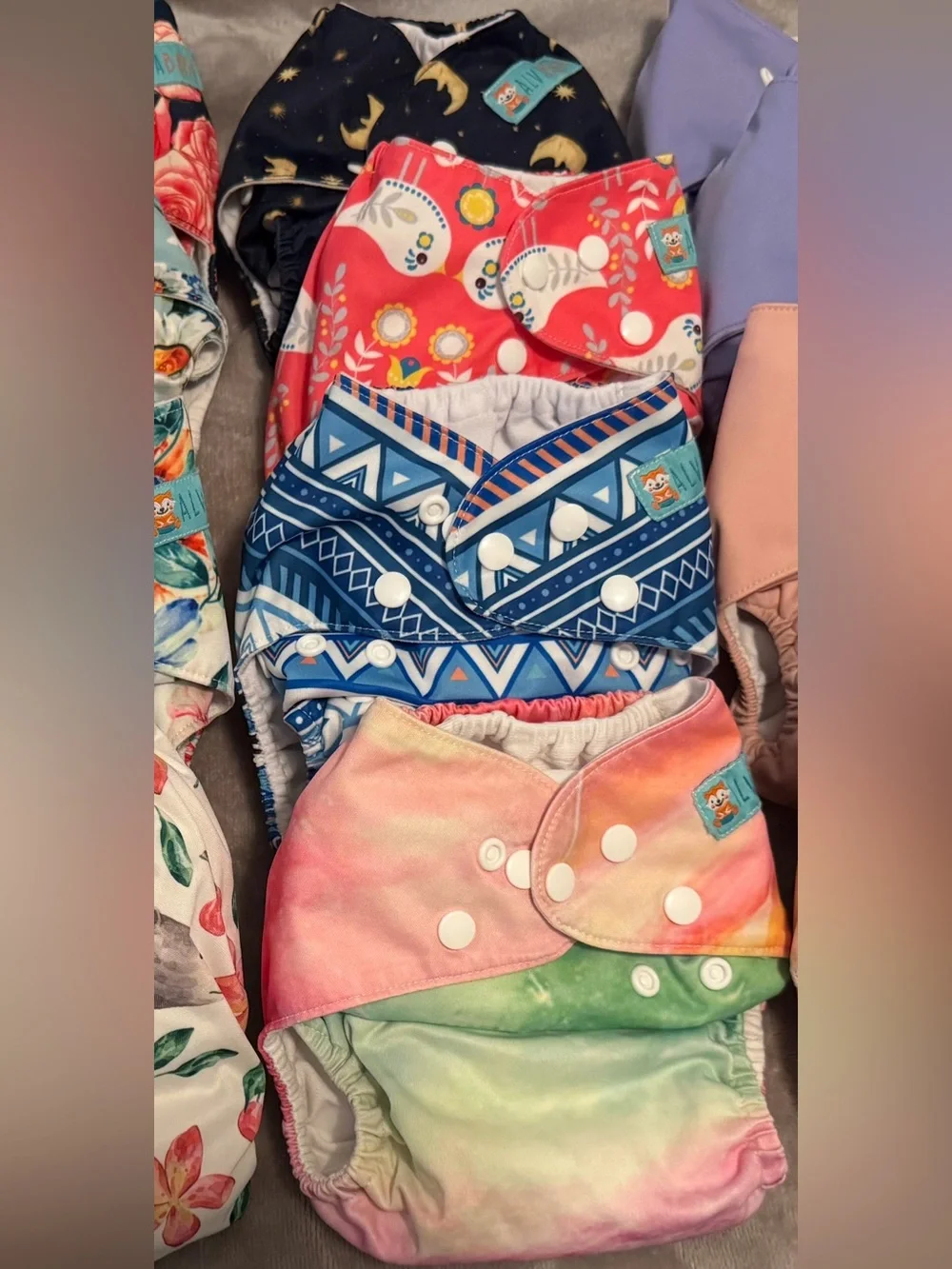 Alva Baby Assorted Cloth Diapers w/ Inserts (Colorful Prints)